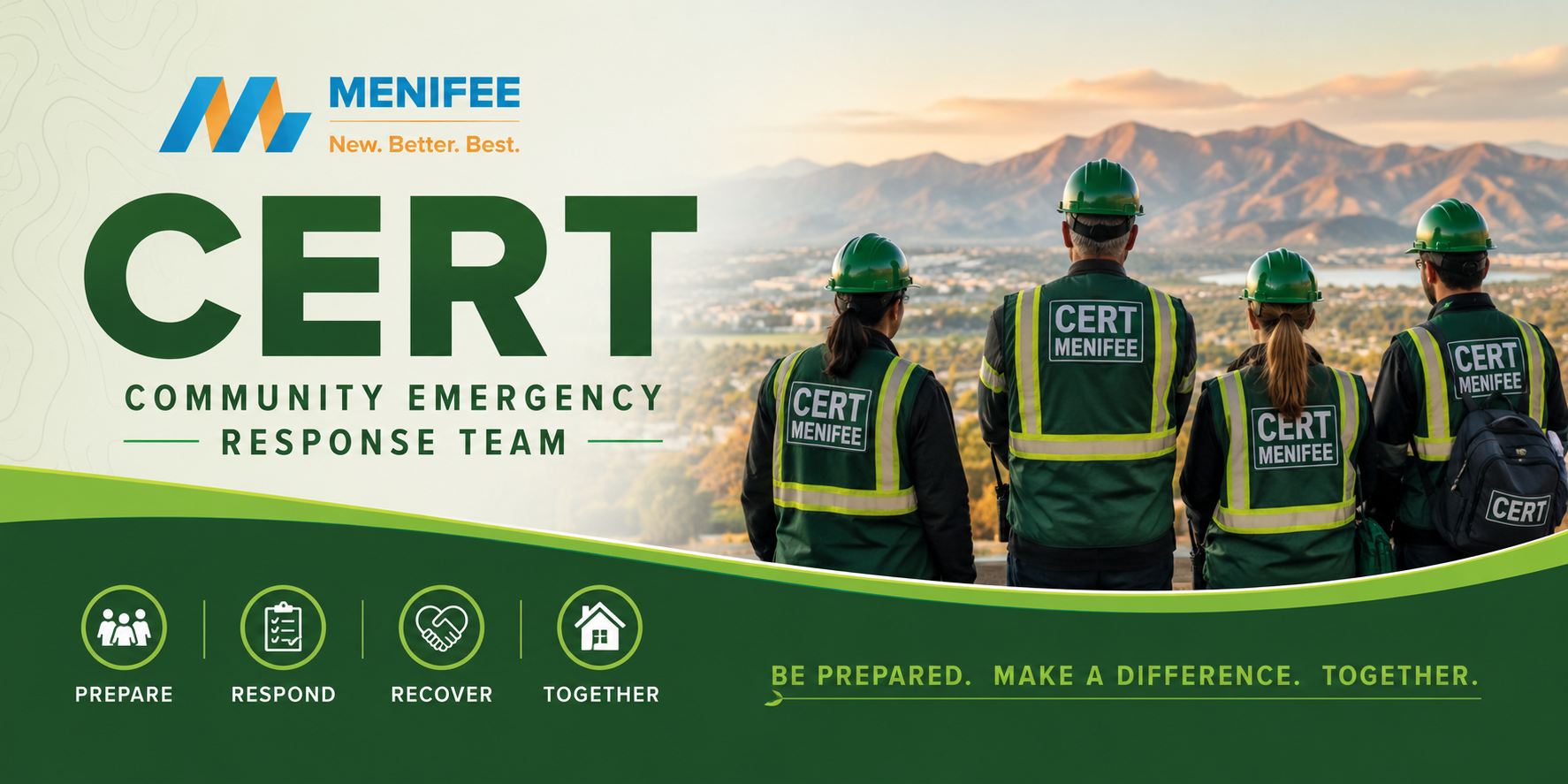 Menifee Community Emergency Response Team volunteers overlooking the Menifee valley